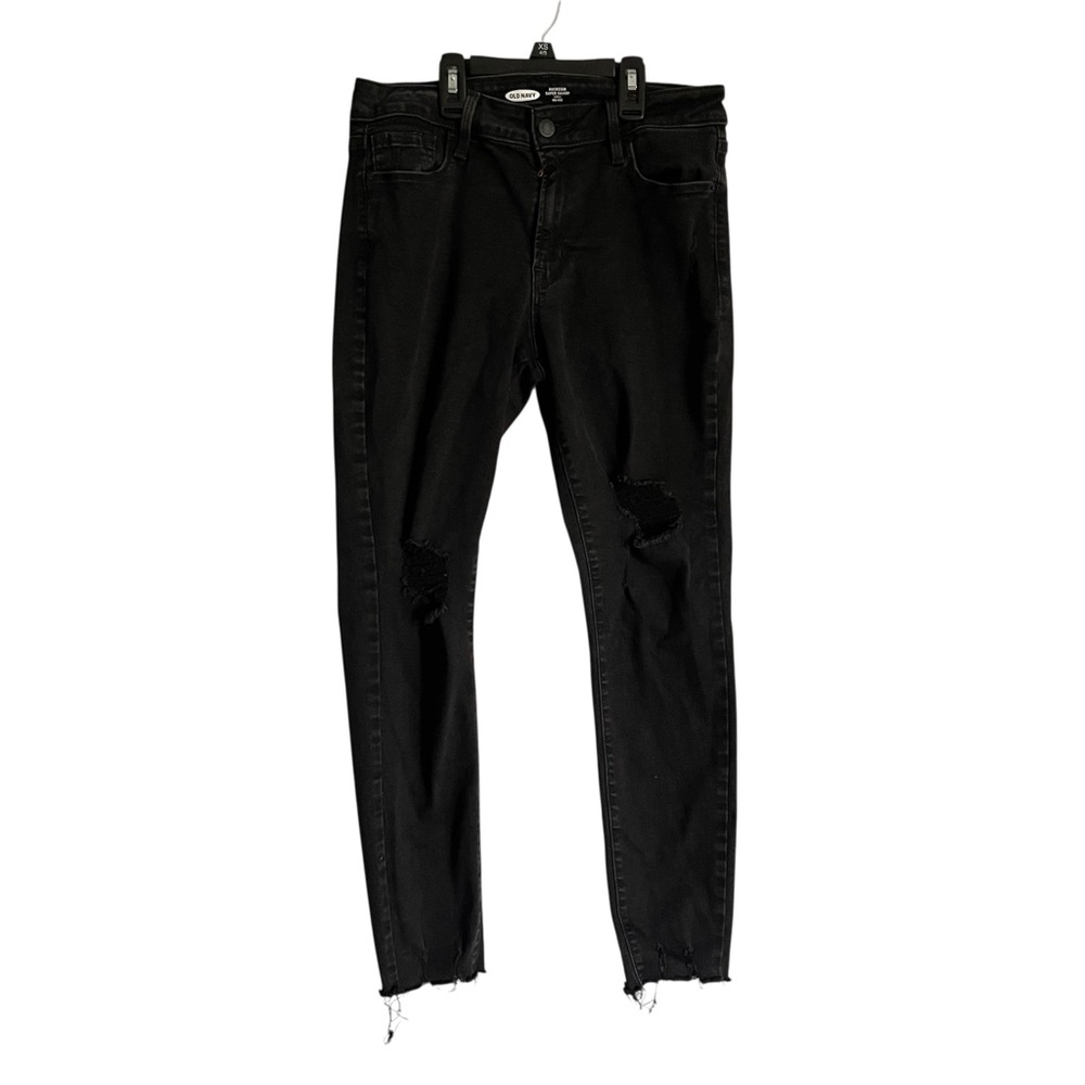 Old Navy Rockstar Super Skinny Ankle Jeans Black Mid Rise Stretch Sz 10